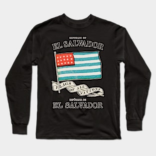 Antique El Salvador Country Flag Long Sleeve T-Shirt